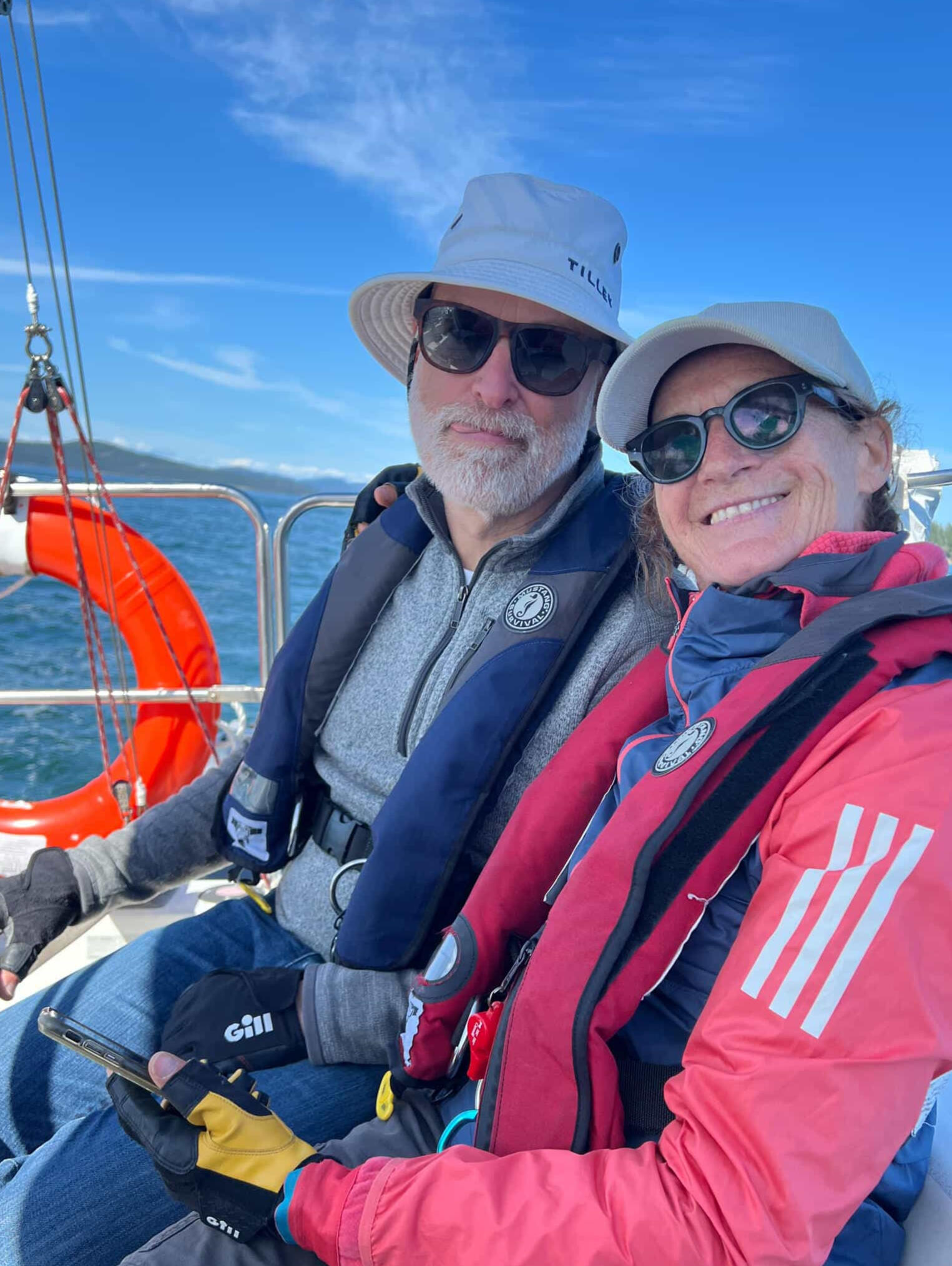 Annalise & Dave are out sailing Dave and Annalise, co-owners of Wild About Sailing