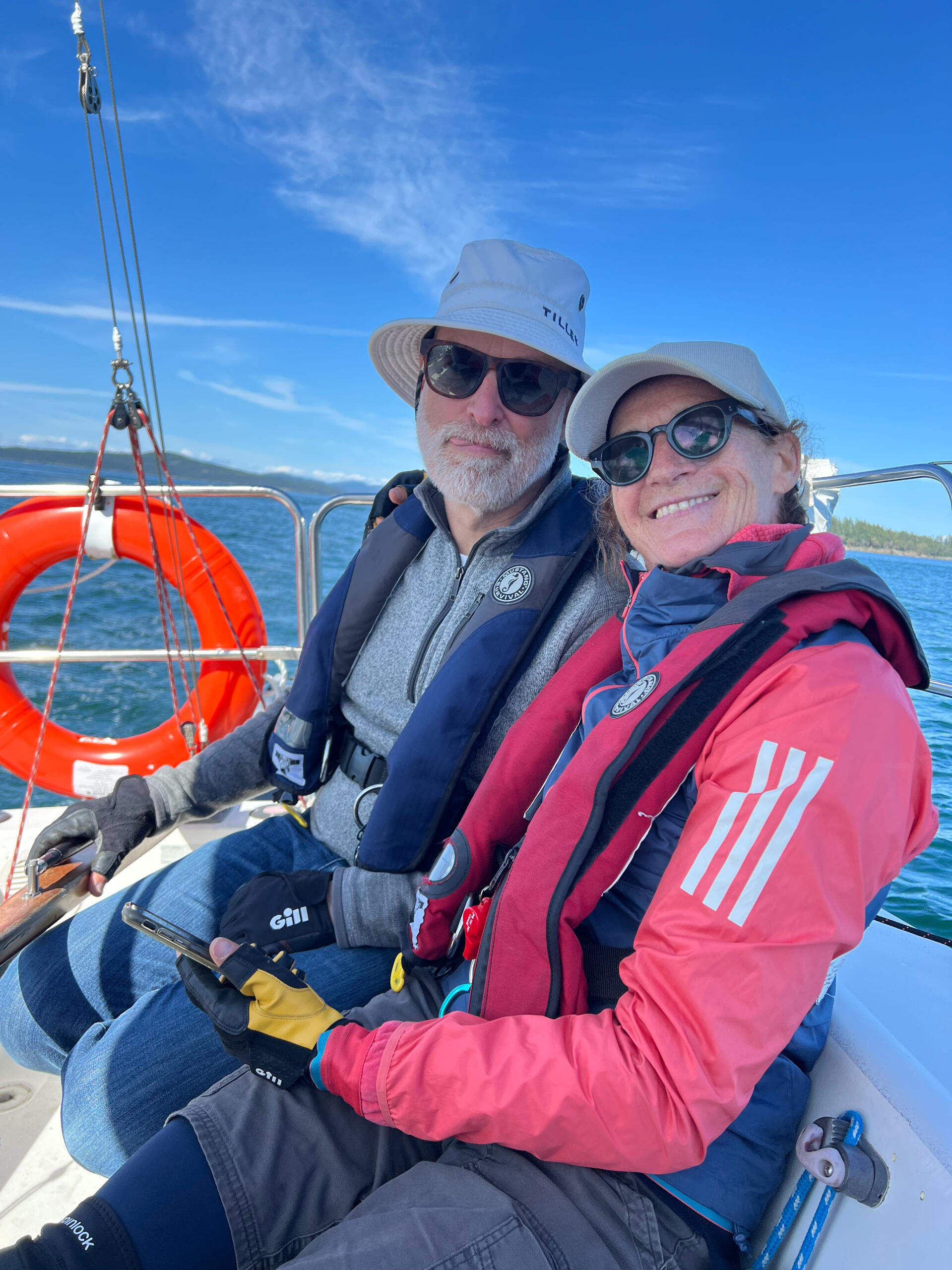 Annalise & Dave are out sailing Dave and Annalise, co-owners of Wild About Sailing